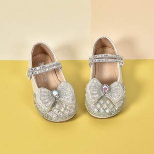 Round-head PU Korean-style rubber children's daily spring and autumn leather shoes 3 years old with velcro