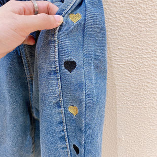 2024 New Spring and Autumn Children's Jeans Women's Outer Wear Korean Style Loose Pants Girl's Stylish Long Pants
