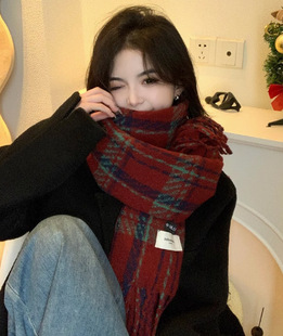 Tung Scarf Women's Houndstooth Shawl Dual-Use Korean Style All-Match Explosions Warm New Winter Senior Student Scarf
