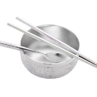 Source manufacturers Baifu golden bowl Wufu Linmen silver bowl chopsticks 3-piece set will sell gift furniture gift support generation