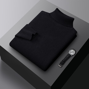 Double-strand thickened men's high-end wool sweater turtleneck pullover plus size cashmere sweater cross-border Men's woolen sweater