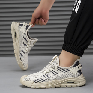 sneaker Sports Men's Shoes Summer Breathable Flying Woven Running Shoes Fashionable All-match Student sneaker Soft Sole Lightweight