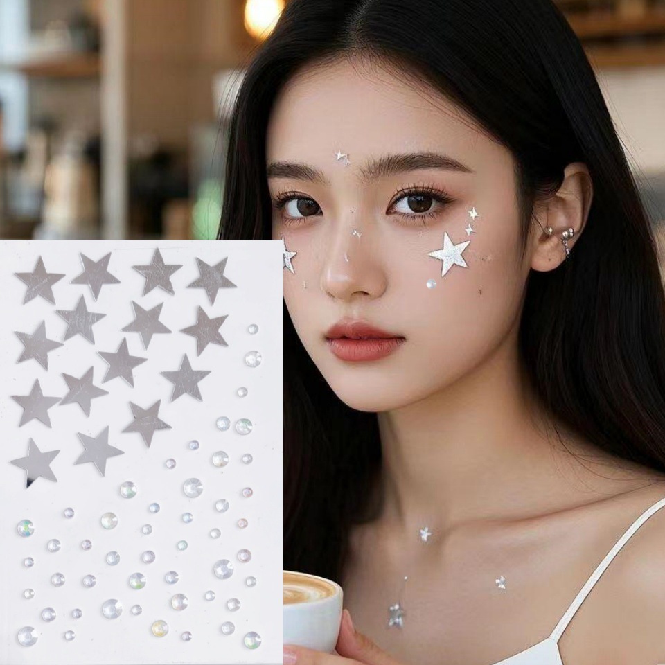 Stars Love Five-pointed Star Even Diamond Pearl Sticker Women's Group Makeup Sticker Drill Tears Drill Rabbit Glue Stage Performance Mountain Root Drill