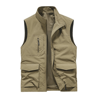 Spring and Autumn Vest Men's Multi-bag Vest Outdoor Leisure Photography Unity Vest Windproof Waterproof Thin Top with JP