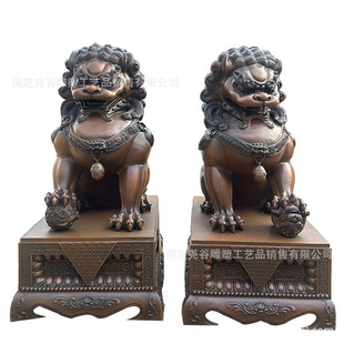 1 meter cast copper lion sculpture factory specializes in casting the Forbidden City brass lion statue door 2 meters Beijing lion pair