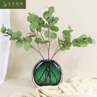 Light luxury simulation 3D feel round eucalyptus leaves heart-shaped long leaves weeping willow leaves money leaves eucalyptus leaves green plants