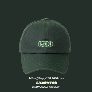 Hong Kong style 1990 letter embroidered peaked cap women's summer Korean style versatile casual trendy men's four seasons universal baseball cap