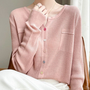French Style Chanel Lightweight Long-sleeved Knitted Cardigan Jacket Sweater 2024 Autumn and Winter Elegant Outer Color Button Top for Women