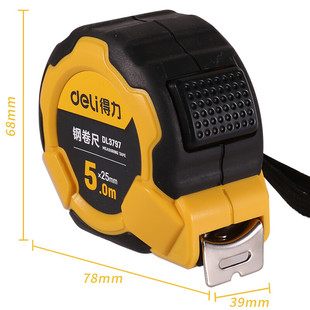 deli (deli)5m rubber-coated self-locking steel tape measure box ruler telescopic ruler meter ruler 5m * 25mm DL3797