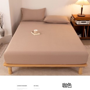 Washed and sanding solid color bed hat single-piece 2025 new non-slip bed cover bedspread all-inclusive mattress protector