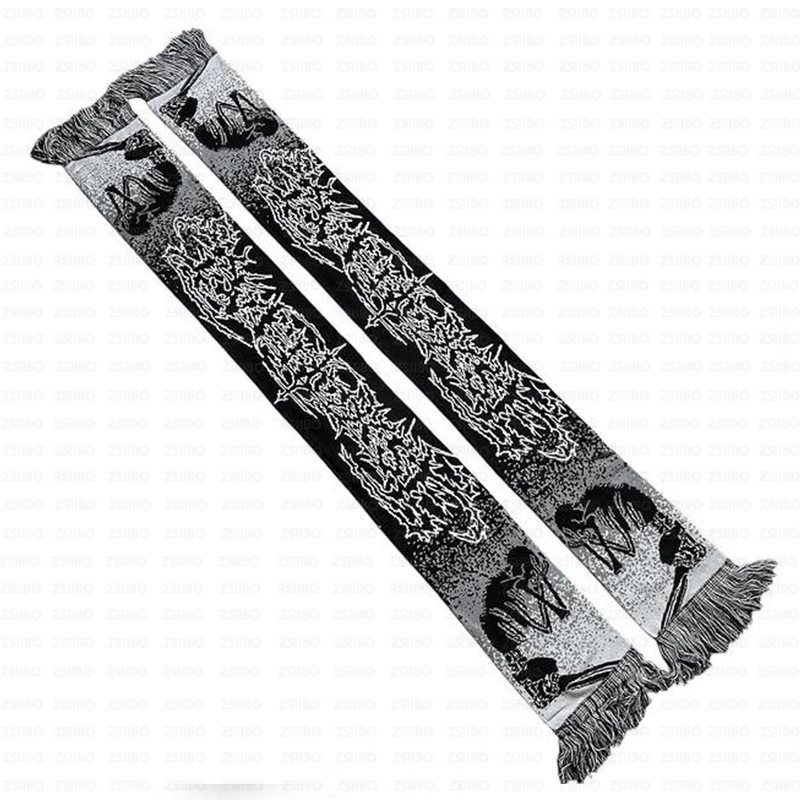 Retro Skeleton Gothic Diablo Fashion European and American AliExpress Cross-border Foreign Trade Y2K Winter and Spring Tassel Scarf