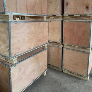 Customized Wooden Box Steel Edge Wooden Box Fumigation-free Plywood Universal Solid Wood Packaging Wooden Box Steel Edge Wooden Box