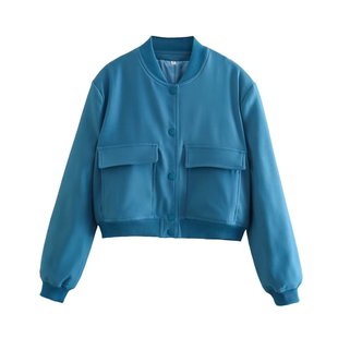 Оптовая продажа на AliExpress, новая весенняя женская однотонная однобортная приталенная куртка с большим карманом в европейском и американском стиле, пальто