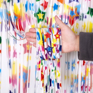 New Color Printing Star Rain Silk Curtain Birthday Party Layout Props Colorful Five-pointed Star Tassel Rain Silk Door Curtain