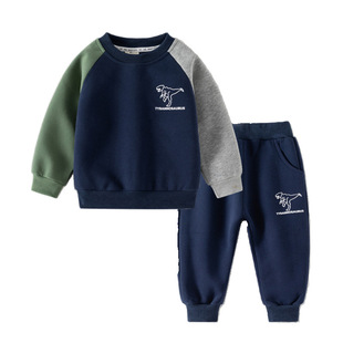 Boys Autumn and Winter suit 2023 New Children's Western Style Baby Outer Wear Children's Wear Boy's Long Sleeve Sports Two-Piece Set