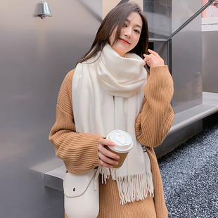 Wool Scarf Women's Autumn and Winter Thickened Cashmere Scarf Korean Women's Shawl Winter Solid Color Cashmere Scarf Wholesale