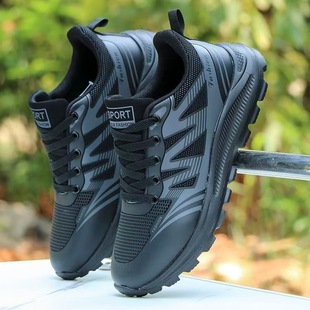 Men's Spring and Autumn New Leather Waterproof sneaker Men's 2024 New Black Casual Shoes Men's Wear-resistant Running Shoes