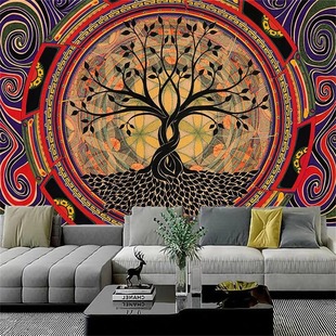 Tapestry Wall Decor Mandala Home Decor Psychedelic Tree Tapestry Mandala Hanging Kawaii Room Decor Background