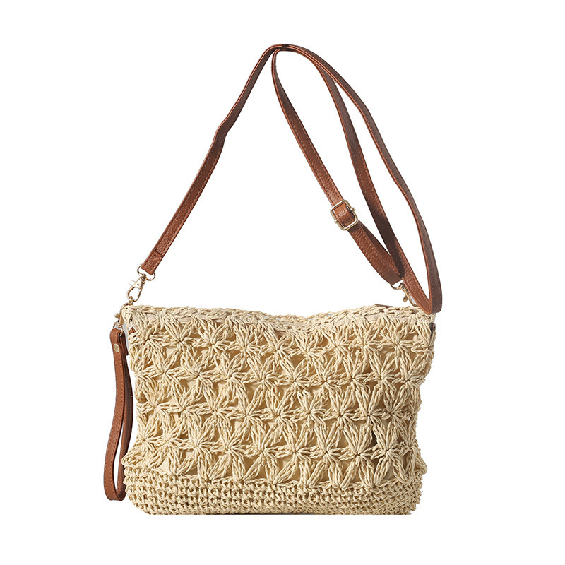 New straw woven shoulder bag, crossbody bag, handmade woven bag, large capacity small square bag, beach bag, women's handbag.