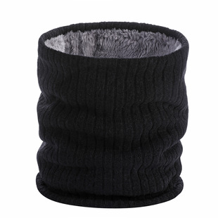 Foreign trade winter fleece-lined warm scarf men's and women's simple all-match cold-proof knitted neck protection collar thickened in stock wholesale