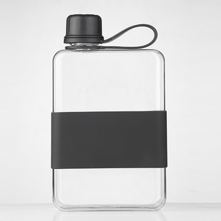 New tritan water cube portable flat pot plastic cup high color value student portable silicone transparent handy cup