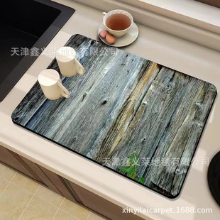 Cross-border wood grain drain mat kitchen easy to take care of diatom mud absorbent mat desktop coffee table insulation mat for foreign trade
