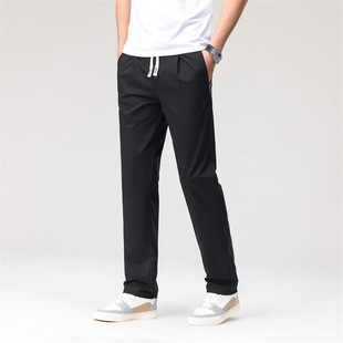 [Cotton Flax] Spring and Autumn Cotton and Linen Straight Pants Drawstring Pants Men's Simple Thin Casual Pants