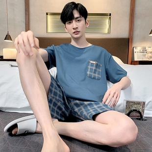 Men's Pajamas Men's Summer Cotton Short-sleeved Pullover Crewneck Plus Size Large Size Home Clothes Summer Thin suit