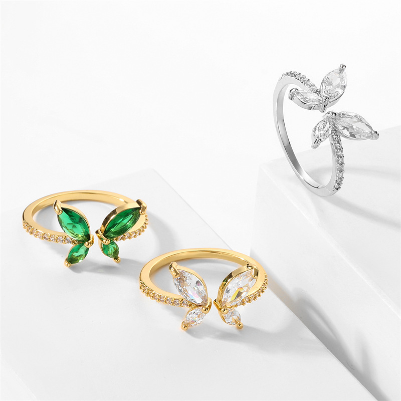 New Zircon Butterfly Opening Ring High-end Niche Design Ins Light Luxury Korean Ring Factory Direct Sale
