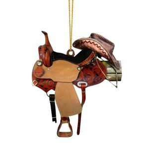 Car rearview mirror backpack screen pendant decorative pendant Western Cowboy trend personalized saddle keychain