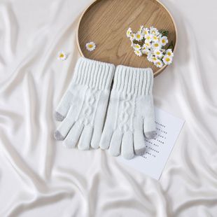 Touch Screen Gloves Women's Winter fleece-lined Thickened Men's Warm Wool Autumn and Winter Cycling Winter Cold-proof Touch Screen