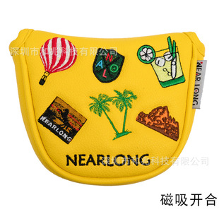 Golf rod cover semicircle putter cover cartoon embroidery Rod head cover cap magnet suction buckle Velcro closed club cover