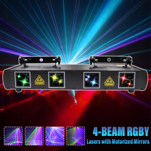 Cross-border full-color four-shot beam laser light disco atmosphere light voice-activated scanning line laser projection stage light