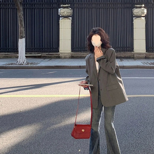 Black Suit Jacket Women's High-end All-match Spring and Autumn New Loose Casual Silhouette plus size Suit