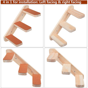 2-Piece 3-layer wooden pet ladder with non-slip mat, convenient for cat climbing games