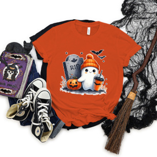 Woman T-shirts Cute Ghost Halloween Essential Trendy Short S