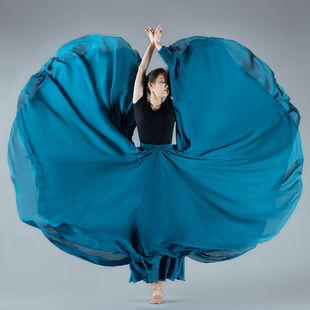 720 Degree Oversized Swing Chiffon Skirt Big Red Square Dance Ethnic Dance Skirt High Waist Slimming Dancing Skirt