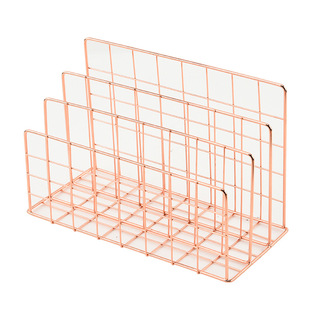 Office Creative File Rack Desktop Storage Finishing Rack Decorative Storage Rack Book Stand Iron Metal Three-compartment Bookshelf