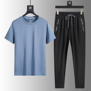 2024 Summer Short-sleeved T-shirt Shorts suit Men's Summer Two-piece T-shirt Collocation Handsome Casual Sports suit Men