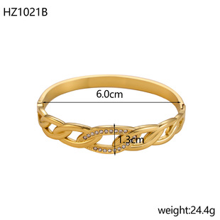 Cross-border New European and American Diamond Twist Bracelet Design Personality Fashion 14K Gold Stainless Steel Fashion Bracelet