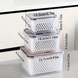 FCM certified three-piece set of microwave food storage box kitchen refrigerator special fruit and vegetable fresh-keeping box