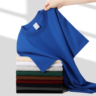 250G heavy cotton oversize short sleeve T-shirt men and women loose plus size solid color half sleeve summer printing wholesale