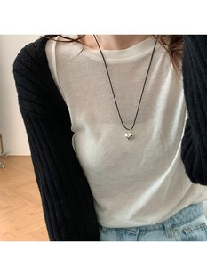 South Korea ins simple design love black rope light luxury long necklace adjustable niche personality clavicle chain necklace for women
