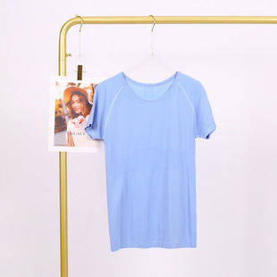 LULU 1.0 High Elastic Sports Crewneck Short-sleeved Women's Quick-drying Tight Top Running Training T-shirt Yoga Clothes for Women
