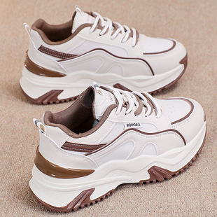 Torre Shoes Women's ins2025 Spring New All-match Thick Bottom Increased Breathable Mesh Leather Casual sneaker
