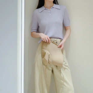 Xiaohe women's clothing 23 years spring and summer New hollow light mulberry silk floss polo collar pullover sweater short coat