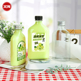 Wholesale oil orange juice bottle plastic transparent food grade pet juice wine milk tea disposable beverage bottle with lid
