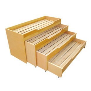 Kindergarten four-layer solid wood sliding bed children's sliding bed solid wood bed student bed lunch bed high and low bed space saving