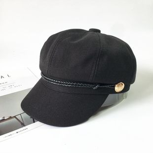 Women's Japanese Style Double Fly Button Octagonal Cap Vintage Navy Cap Casual Duck Cap Simple Bere Painter Cap Trendy