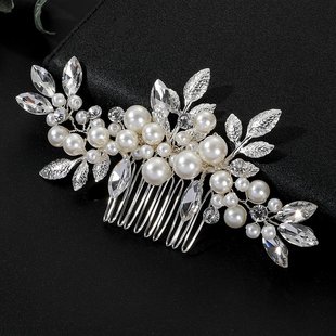 European and American Cross-border Bride Wedding Hair Comb Pearl Elegant Headwear Hand-woven Light Luxury Wedding Hair Accessories
